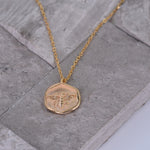Gold Coin Necklace [18K Plated On .925 Sterling Silver] "Sweet Honey Bee" Charm Pendant